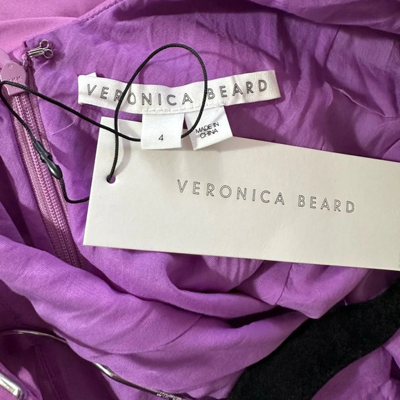 NWT Veronica Beard Beilla One-Shoulder Midi Dress Vivid Orchid - Picture 13 of 15